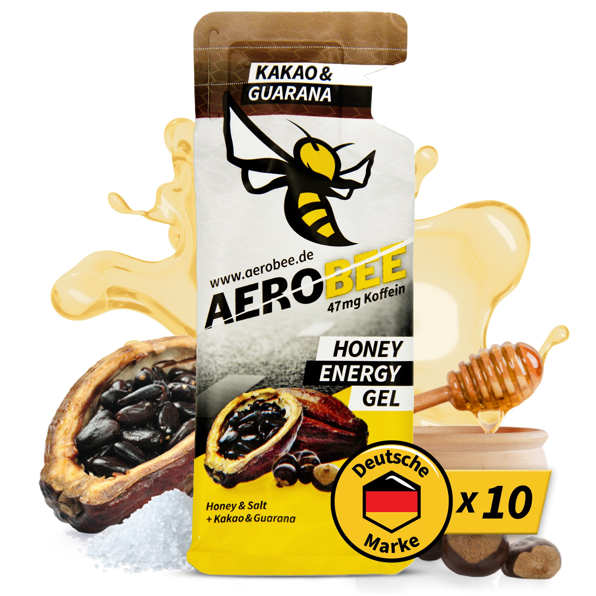 AEROBEE Energy Gel Classic [ 100% Natürliches Energie Gel aus Honig ] leicht bekömmliches Sportgel für den Ausdauersport, Energy Gel Laufen, Power Gel Sport, Sportnahrung