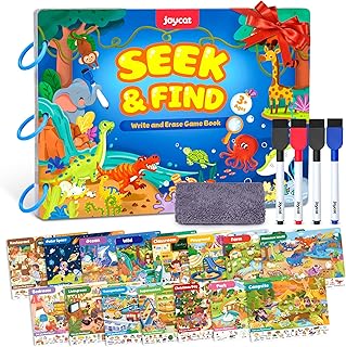JoyCat Seek & Find Game Books - Preschool Learning Activity for Toddlers & Kids Ages 3-5, Travel Activities Toys for Road Trip Car Airplane, Busy Book, Birthday Gifts for Girls and Boys Ages 4-8