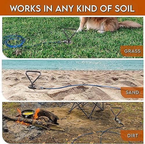 Miniatura 4 de Sliridog Estaca resistente para perro, estaca resistente para atar perros, fácil instalación, adecuada para patio, parque, playa, camping (estaca,