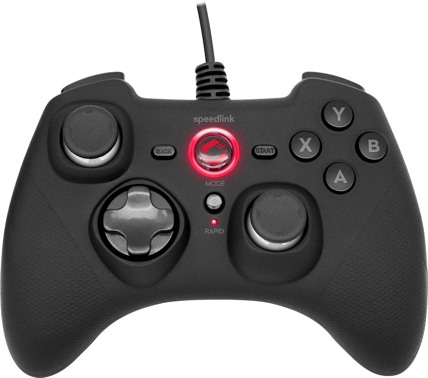 Speedlink RAIT Gamepad - Wired Gamepad with Vibration Function for PC/PS3/Switch, Black