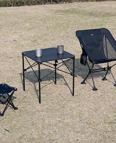 Miniatura 21 de iClimb Alu ligero y estable. Mesa cuadrada plegable enrollable con bolsa de transporte para camping, picnic, patio trasero, barbacoa, campamento