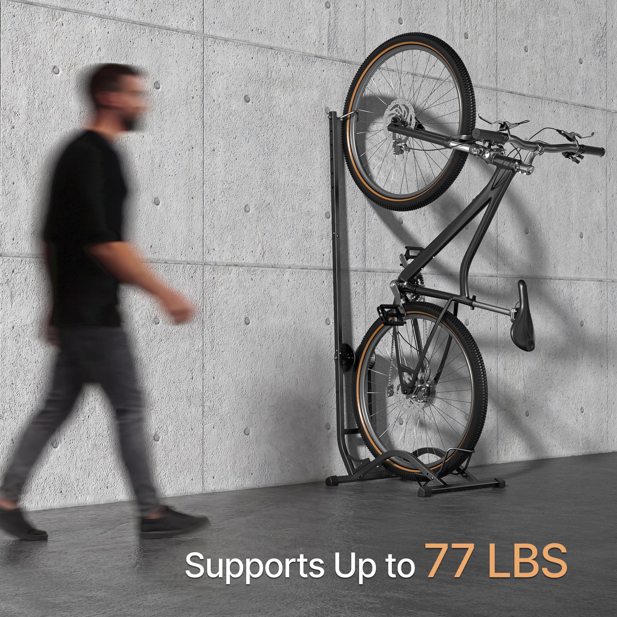 PEGZONE Fahrradständer, Vertikal & Horizontal, höhenverstellbarer, Passend für 20-29 Zoll & 90 mm(3,5") Reifenbreite, Fahrradbodenständer mit 35 kgs Tragkraft für Garage und Zuhause, platzsparend