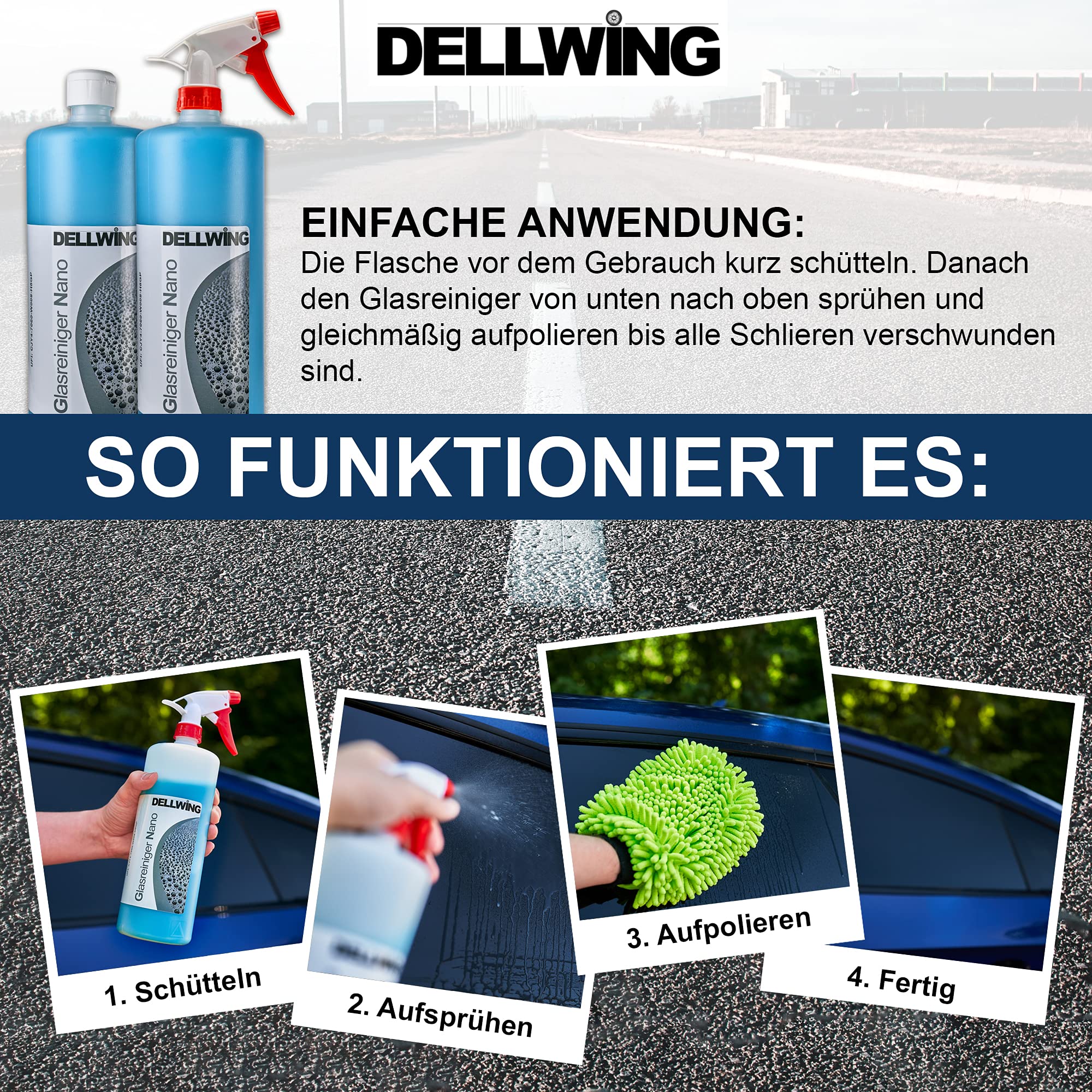DELLWING Detergente per vetri Nano, 10 l, pulizia e sigillatura per auto, finestre, vetri, specchi e vetro. Questo detergente per vetri è veloce, efficace e senza aloni