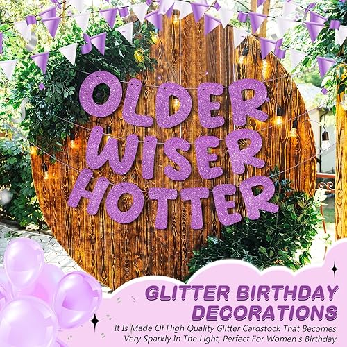Miniatura 10 de Fulmoon Juego de 3 carteles de cumpleaños con purpurina para mujeres de 30, 40, 50, 60, 70, 80, cumpleaños, regalo (dorado)
