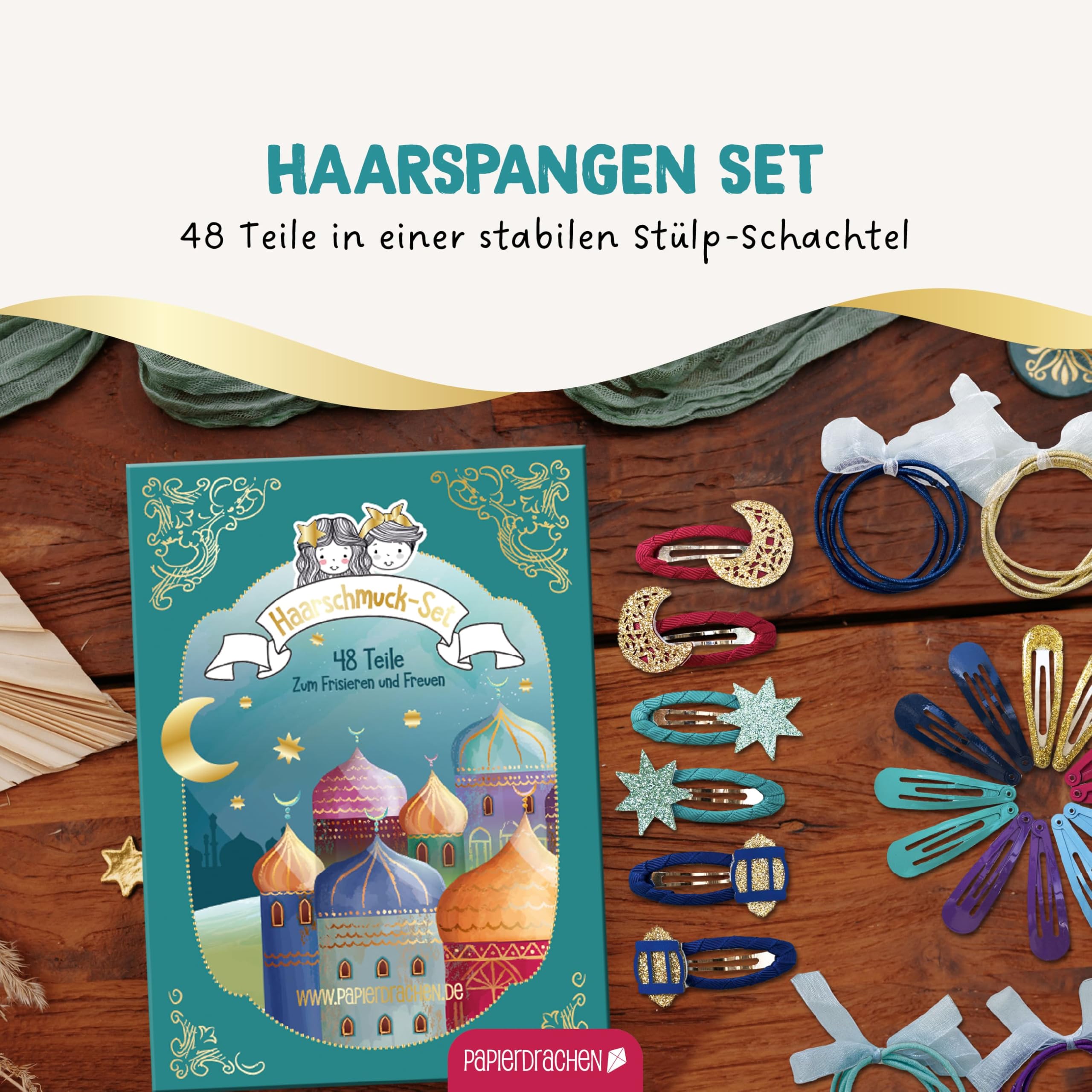 Papierdrachen Special 48 Hair Clips and Hair Bobbles 1001 Night, Durable and Robust - Image 2