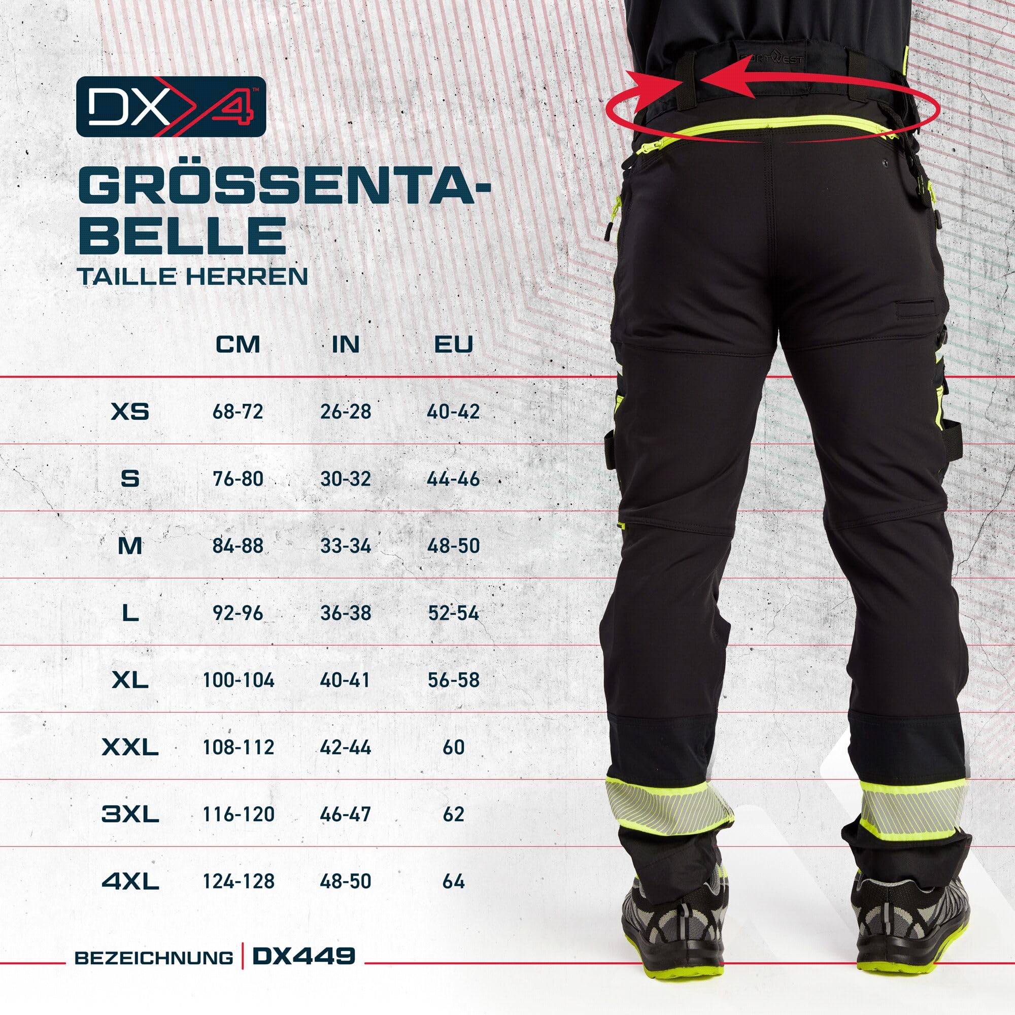 Portwest DX4 Bundhose, Größe: 28, Farbe: Metal Grau, DX449MGR28
