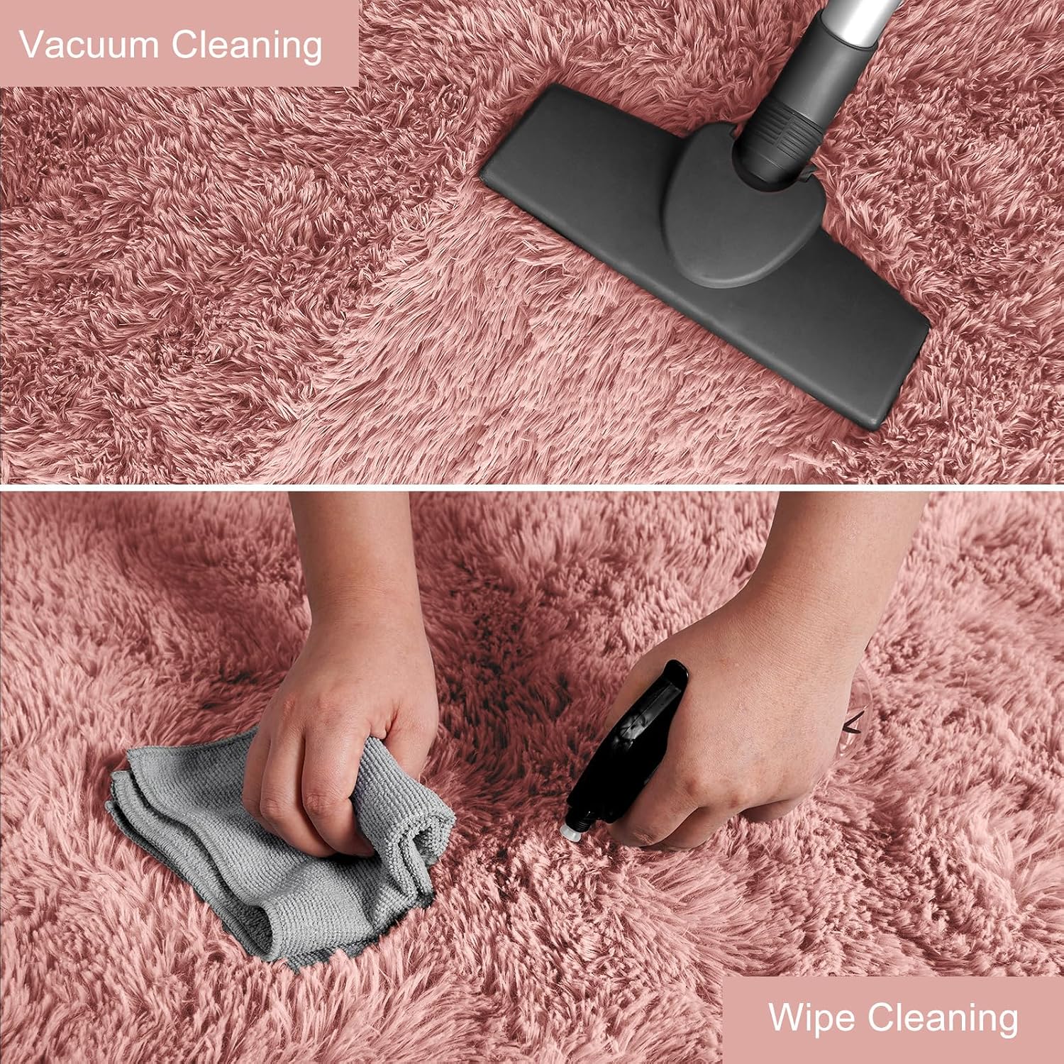 YJ.GWL Fluffy Runner Rugs for Bedroom Living Room Soft Shag Rug 2x6 Feet, Dirt Pink Plush Carpet Non Slip for Nursery Dorm, Fuzzy Bedside Rug for Kids Boys Room Home Decor image 5