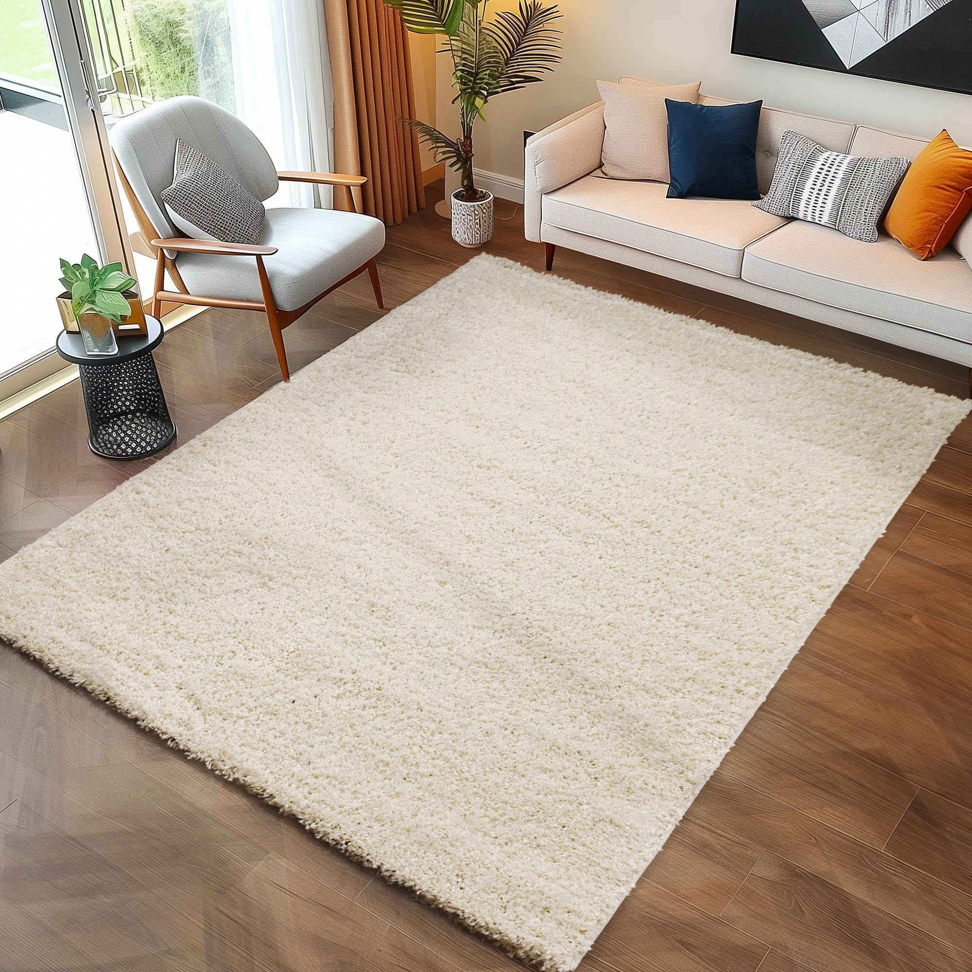 Carpettex Teppich Wohnzimmer Hochflor Einfarbiges Design Langflor Shaggy Modern Flauschig