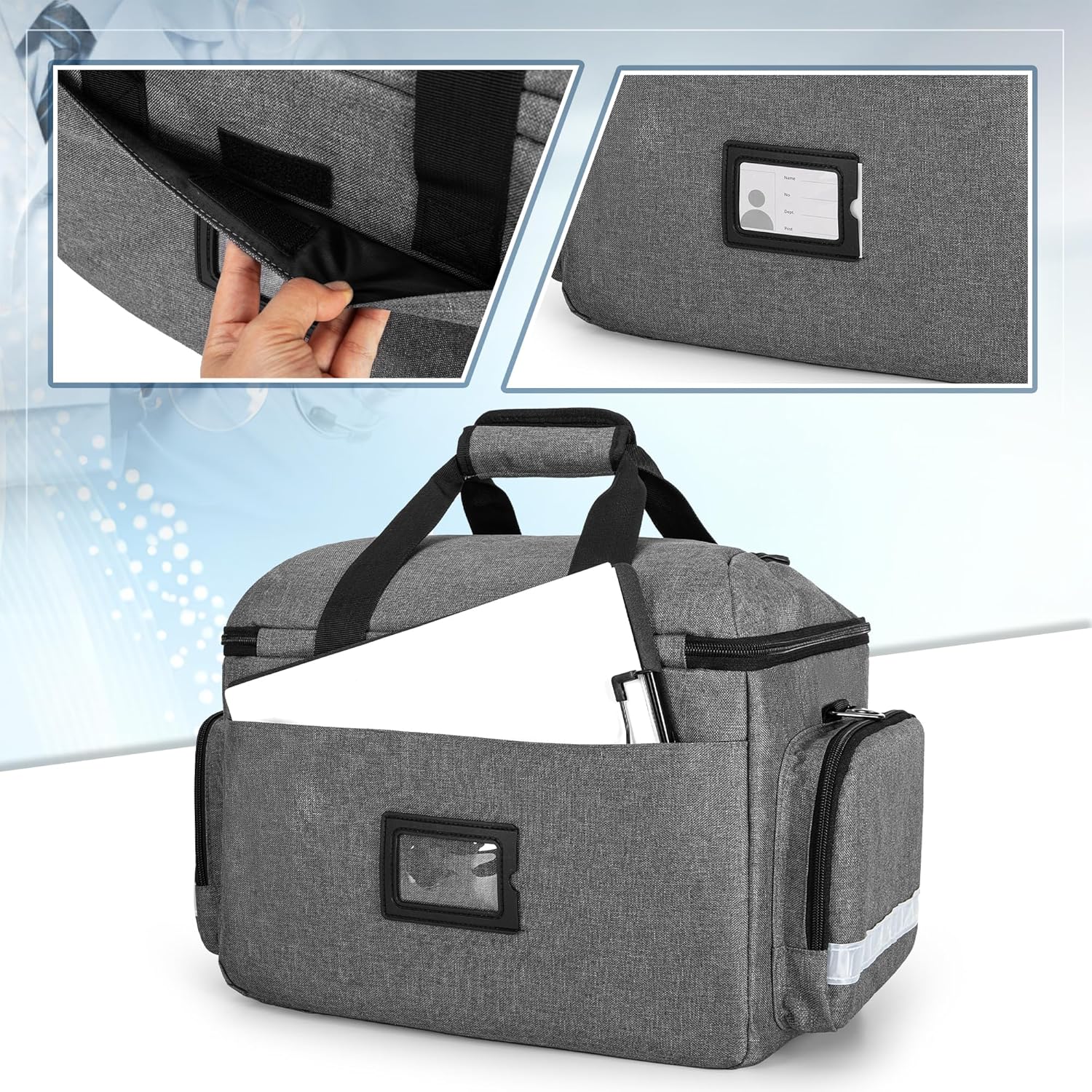 Damero Medical Trauma Bag, First Aid Bags Empty Medical Bag with Detachable Dividers, Ideal for Nurse, Physical Therapists, Doctors, Gray (BAG ONLY)