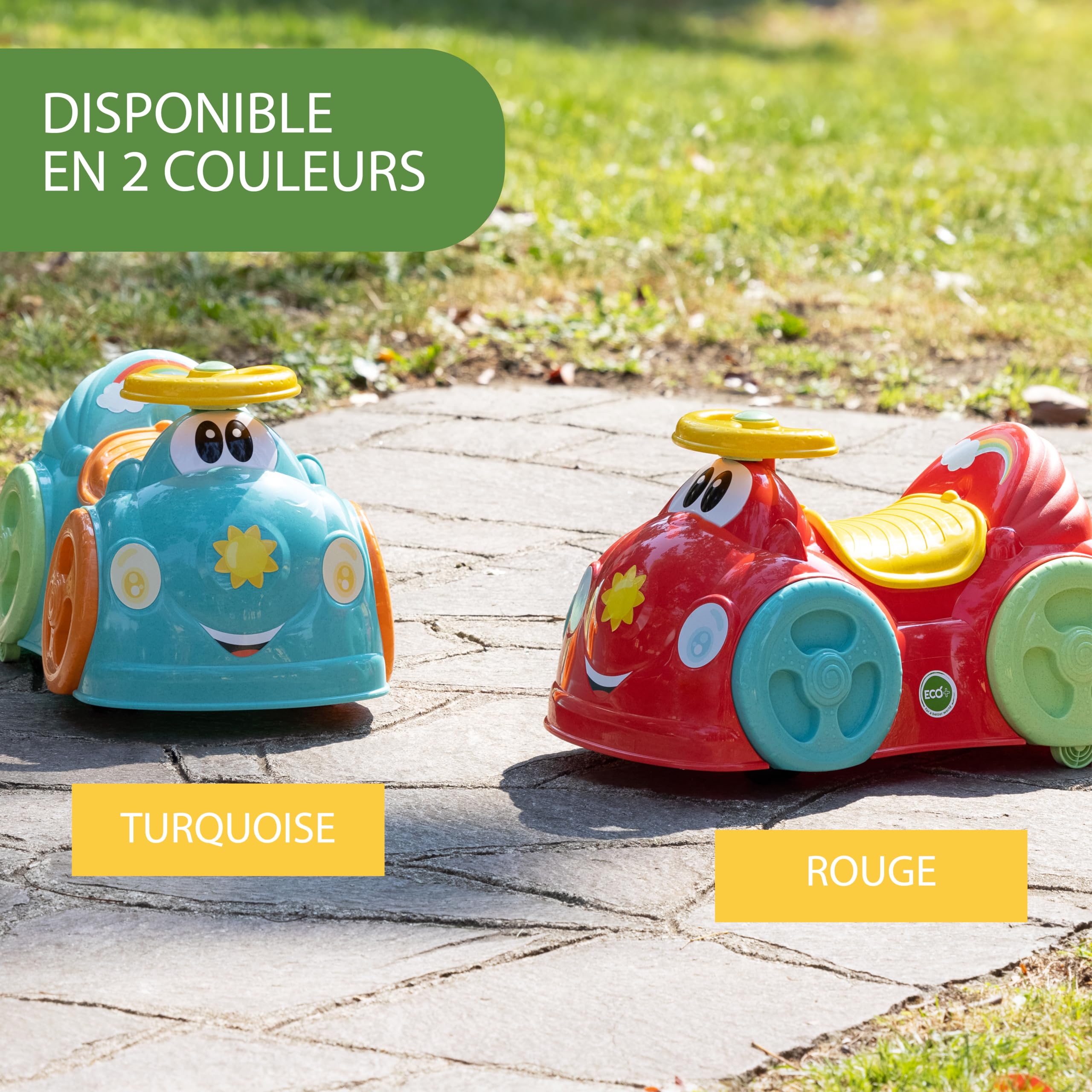 Chicco All Around Eco+ Czerwony, Samochód do Jeżdżenia dla Dzieci od 1 do 3 lat, 75% Plastiku Pochodzącego z Recyklingu, maks 20 kg