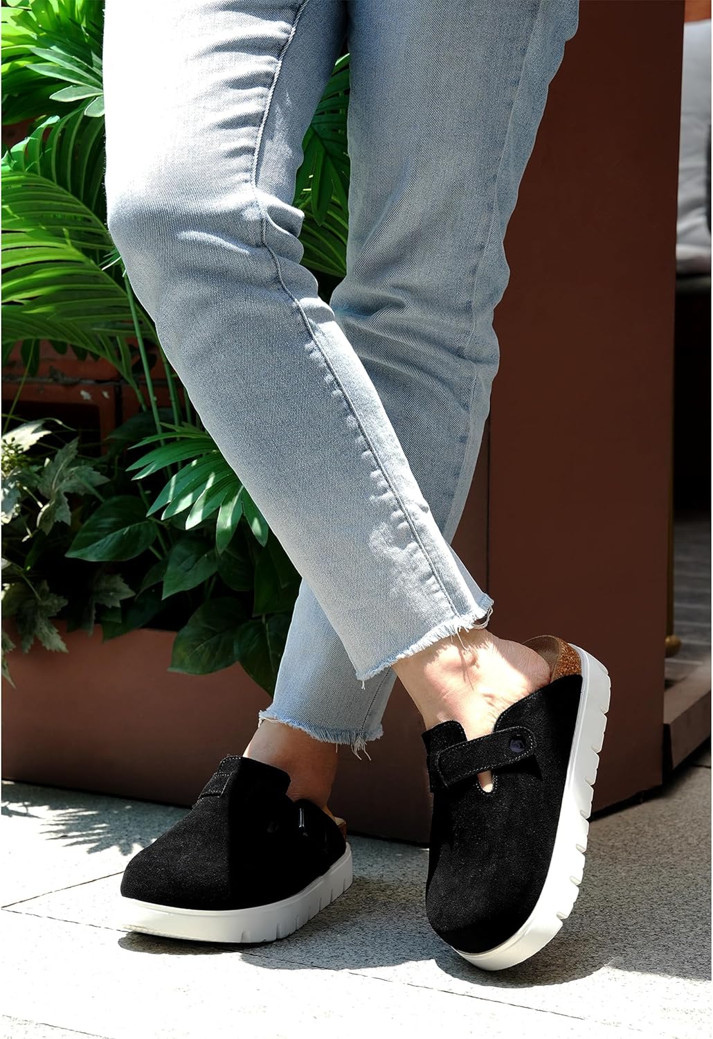 Genuine Suede Clogs for Women Platform Shoes,Leather Comfort Potato Shoes Chunky with Arch Support, Casual Trendy Shoes Mules for Women - Image 2