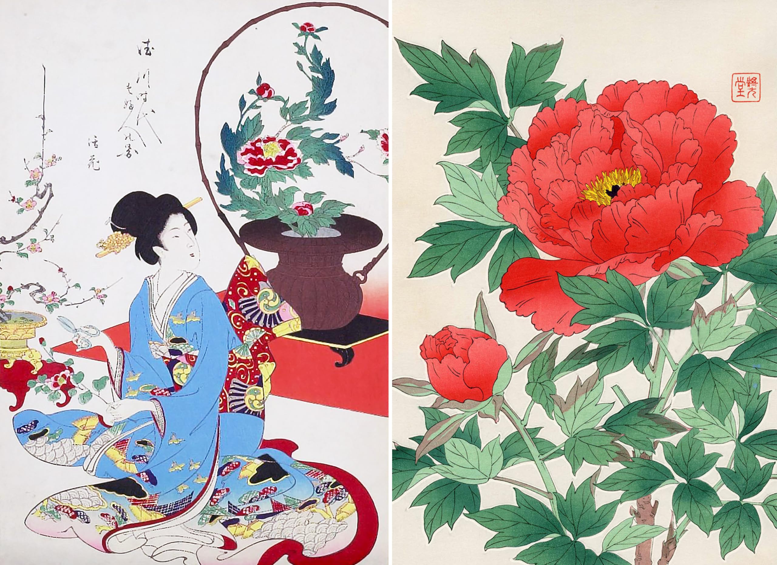 Roses, pivoines et iris par les grands maitres de l'estampe japonaise (coffret)