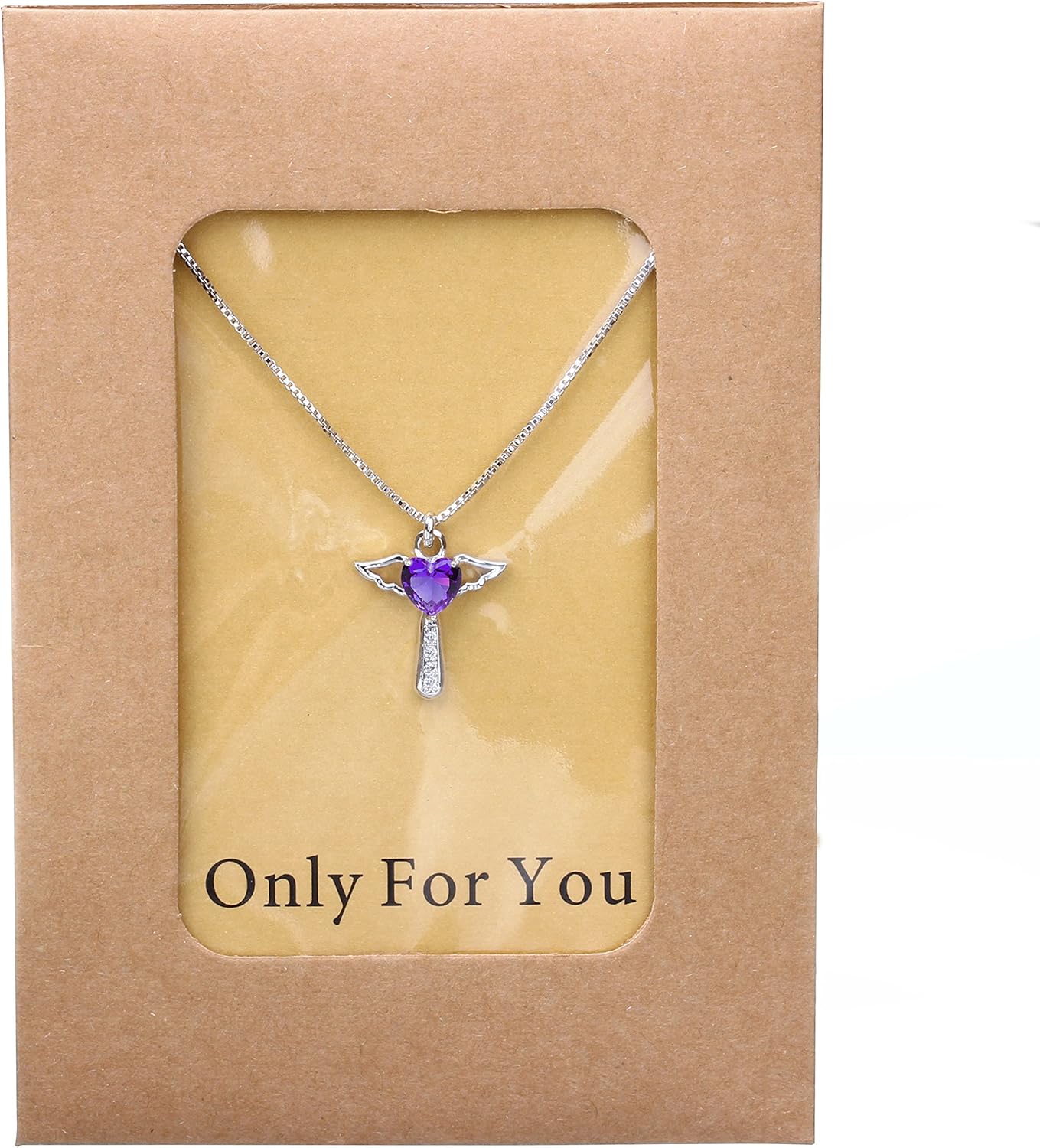 Silver Plated Angel Birthstone Necklace,Cubic Zirconia Cross Necklace for Women,First Communion Baptism Gifts - Image 2