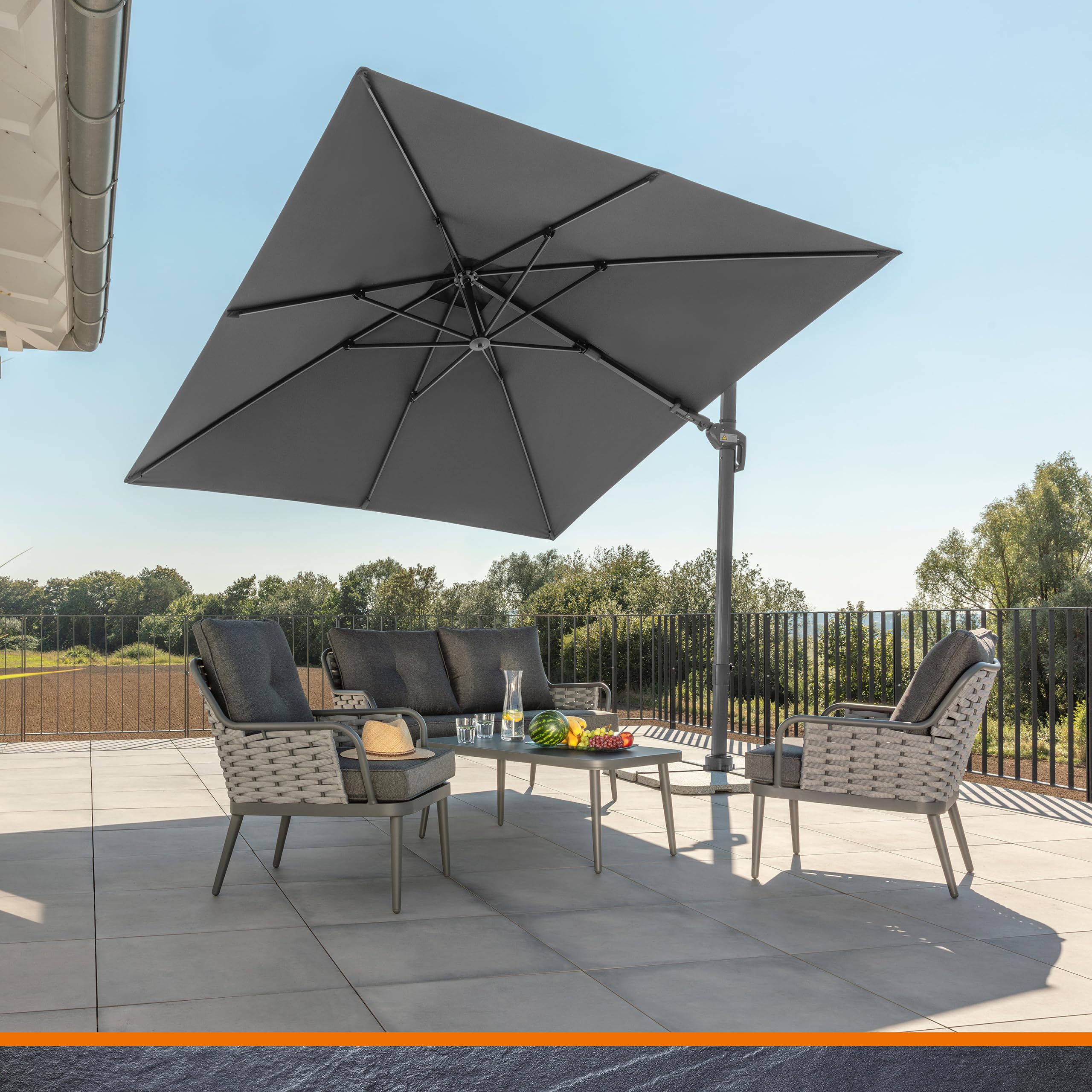 Schneider Sonnenschirm RHODOS TWIST ca. 300 x 300 cm anthrazit, Anthracite