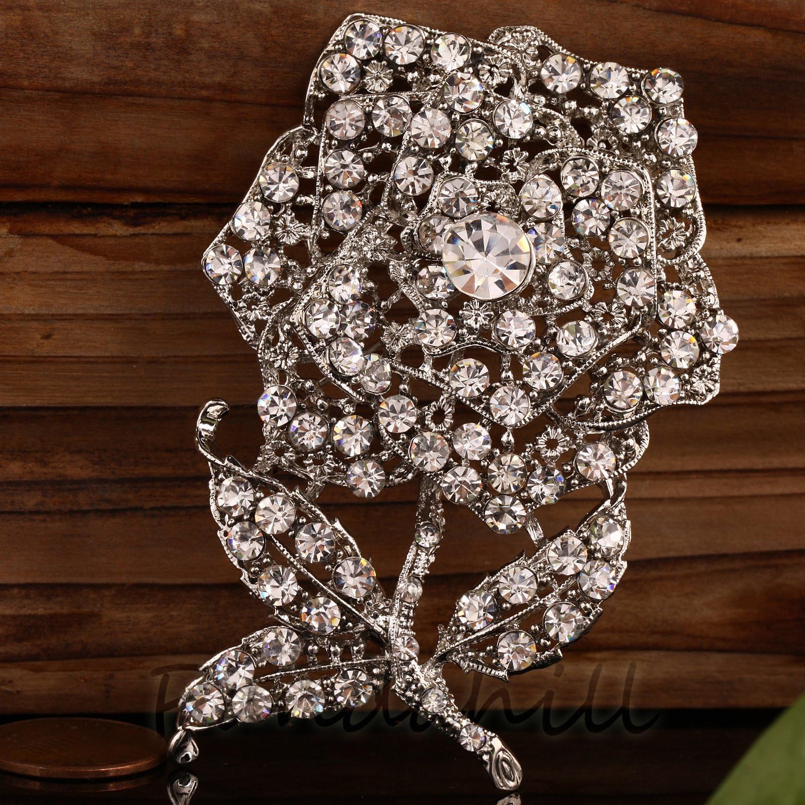 1pc Wholesale Rhinestone Crystal Wedding Bridal Bouquet Flower Pearls Brooch Pin