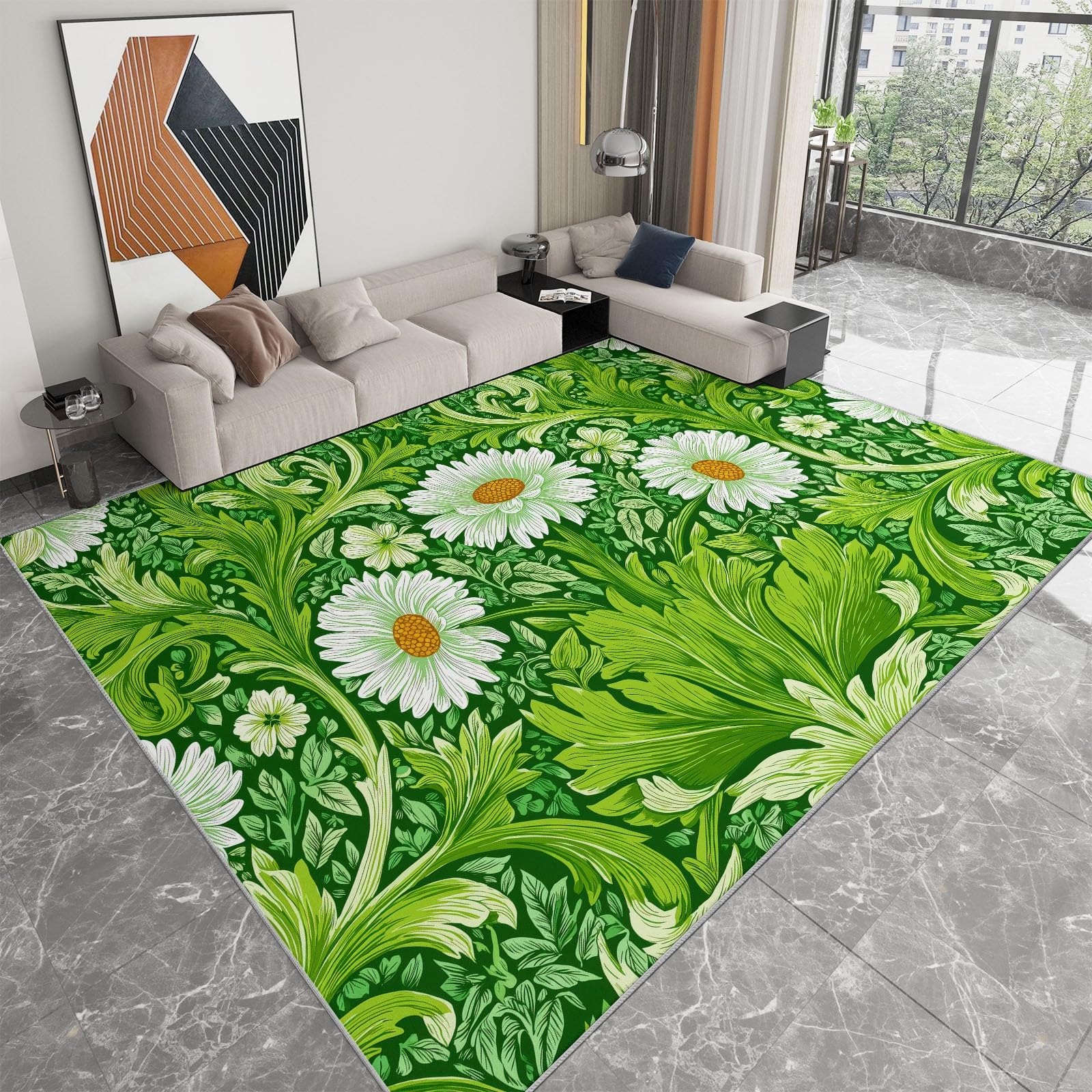 Tapis vert de qualité William Morris motif floral doux et durable