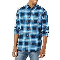 Amazon Essentials Camicia in Flanella a Maniche Lunghe Uomo, Nero Blu Grigio Tartan Plaid