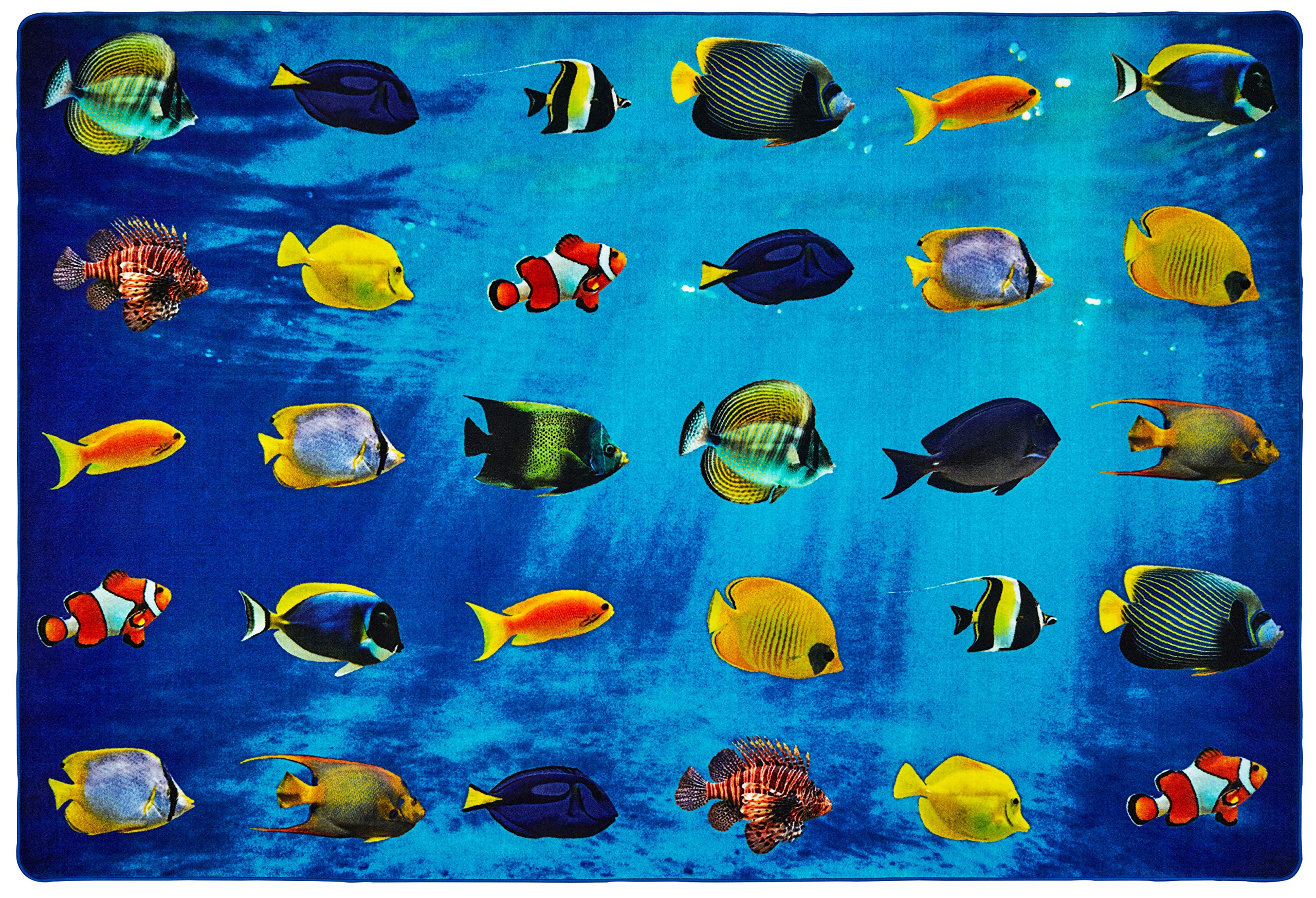 Carpets for Kids 60518 Friendly Fish Seating Classroom Counting Rug 8ft x 12ft Rectangle Blue