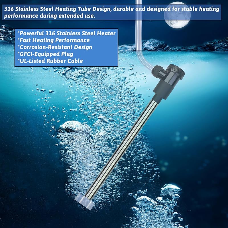 XCLBTFDC 1500W Immersion Water Heater Portable Electric Pool and Hot Tub Submersible Water Heater with WiFi Timer and Auto Shut Off for Spa, above ground pool, Bathtub, Swimming pool & baptismal pool image 2