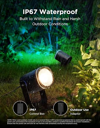 Govee Outdoor Spot Lights 2, IP67 Waterproof Spotlights, RGBWIC, 4 Pack | Landscape Lights Work with Matter, Alexa, and Google Assistant, Color Changing Ourdoor Light for Patio, Yard, Garden