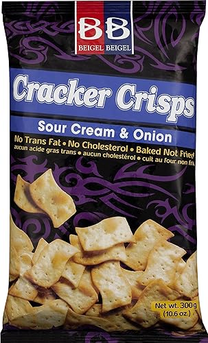B&B Cracker Crisps, crema agria y cebolla, 10.6 onzas (paquete de 2) galletas Nish Nosh para ensalada y aperitivos