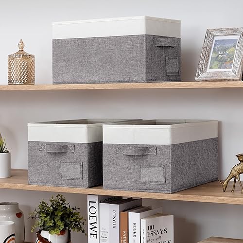 Miniatura 5 de GRANNY SAYS Contenedores de almacenamiento de tela, contenedores de almacenamiento de armario para ropa, cestas de almacenamiento de estantes con