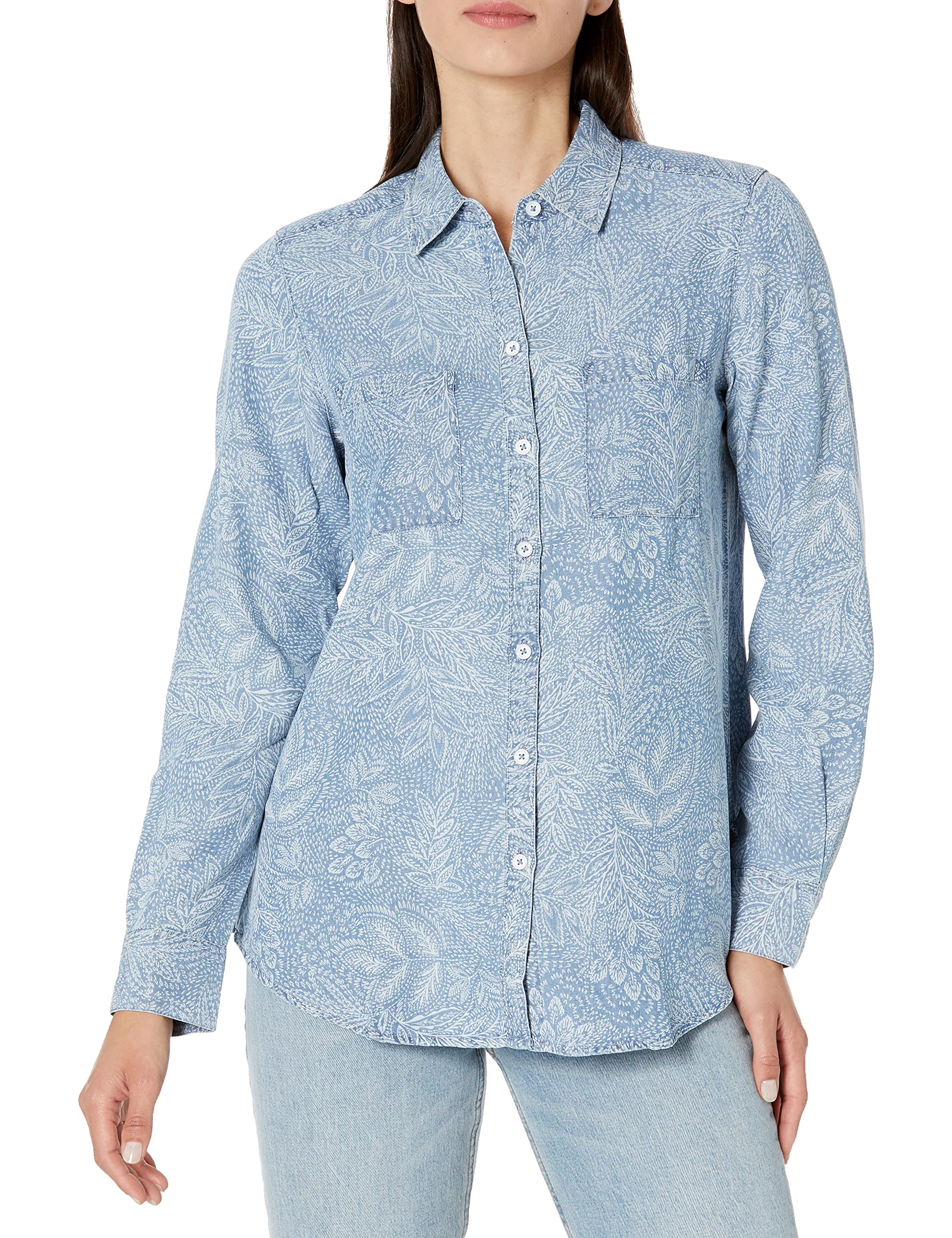 Foxcroft Womens Zoey Long Sleeve Fallen Foliage Blouse Button Down
