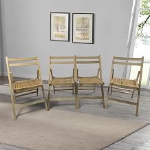 HomVent Set of 4 Slatted Wood Folding Chair, Fully Assembled Folding Chair Set Folding Event Chairs Wedding Chair Wooden Slatted Seat for Dining Room Kitchen Balcony Wedding Occasion Events Natural
