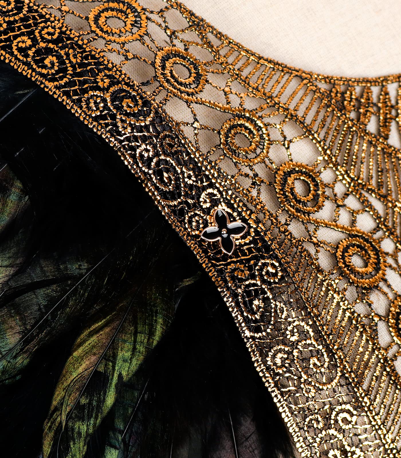 Capa De Plumas Gótica Para Mujer – Disfraz De Halloween Con Hombreras De Plumas Y Encaje – Accesorio Para Cosplay De Bruja O Cuervo – Ajustable Y Versátil