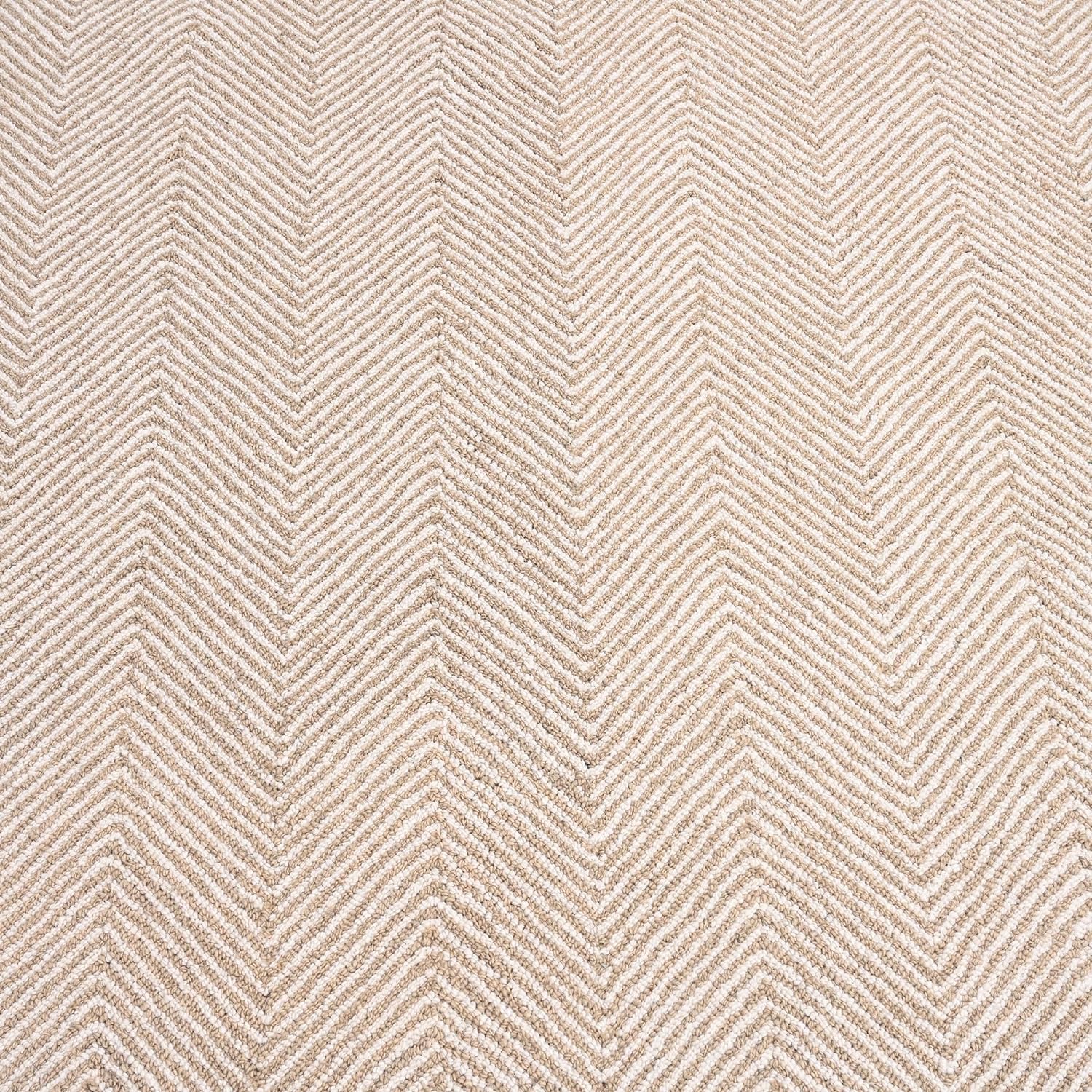 Modern Herringbone Chevron Collection Handcrafted Wool Area Rug - Durable, Zigzag Pattern, for High Traffic, Contemporary Design for Living Room, Bedroom, Dining Room Decor (Sand Beige, 2' x 3')