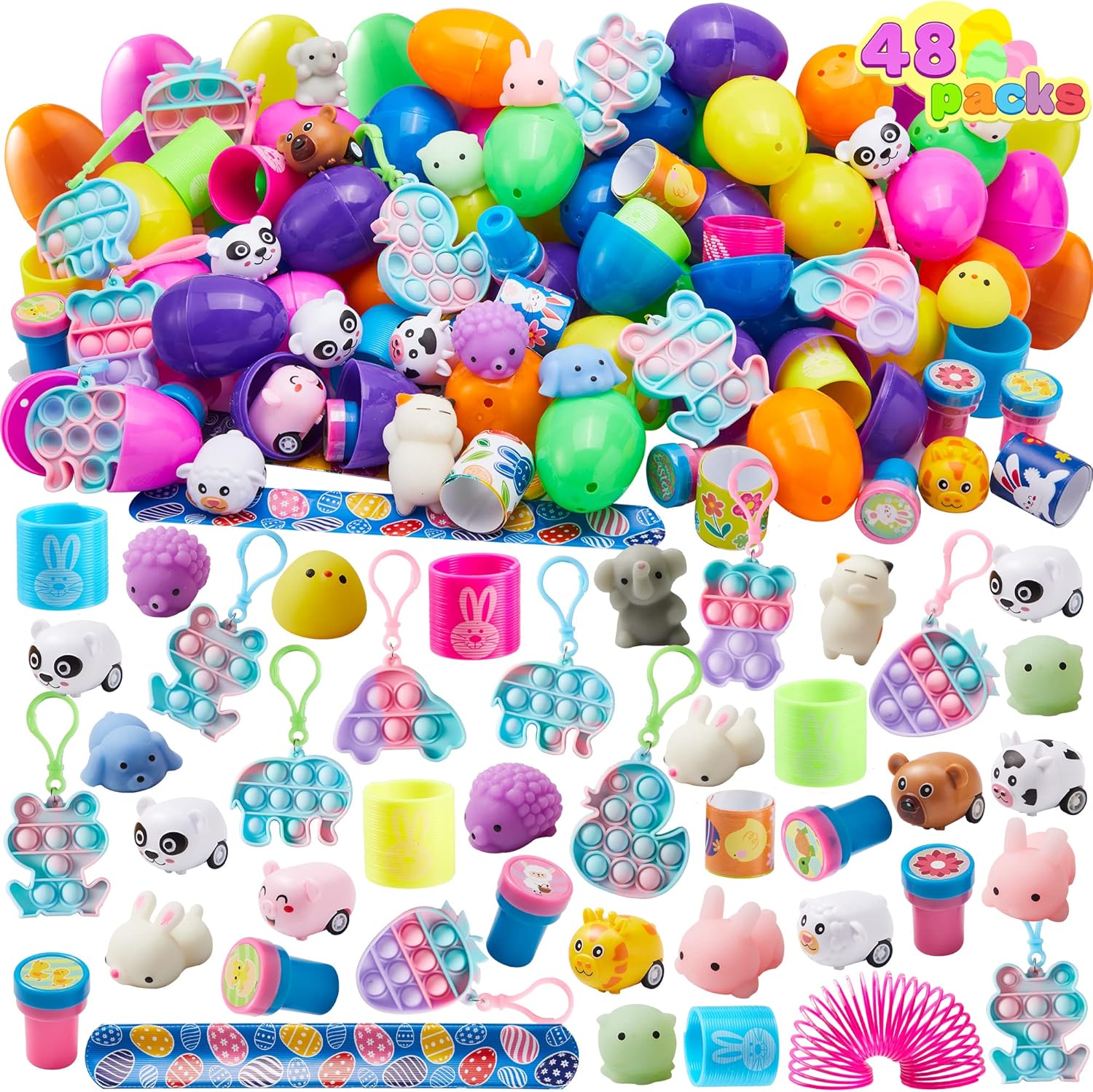 JOYIN 48 PCS Prefilled Easter Eggs with Assorted Toys