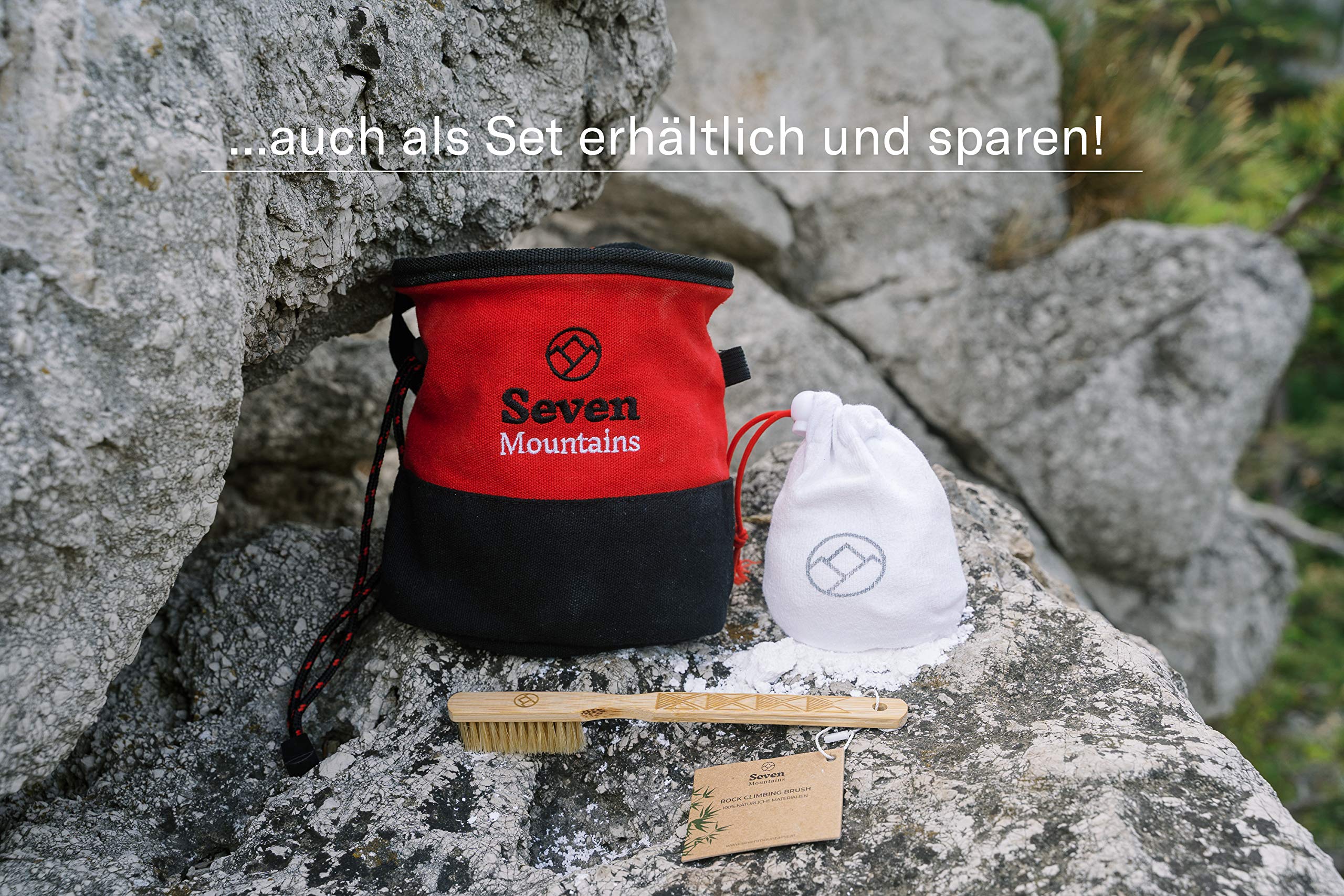 Seven Mountains Bolsa de tiza con cepillo de bambú y bola de tiza para boulder