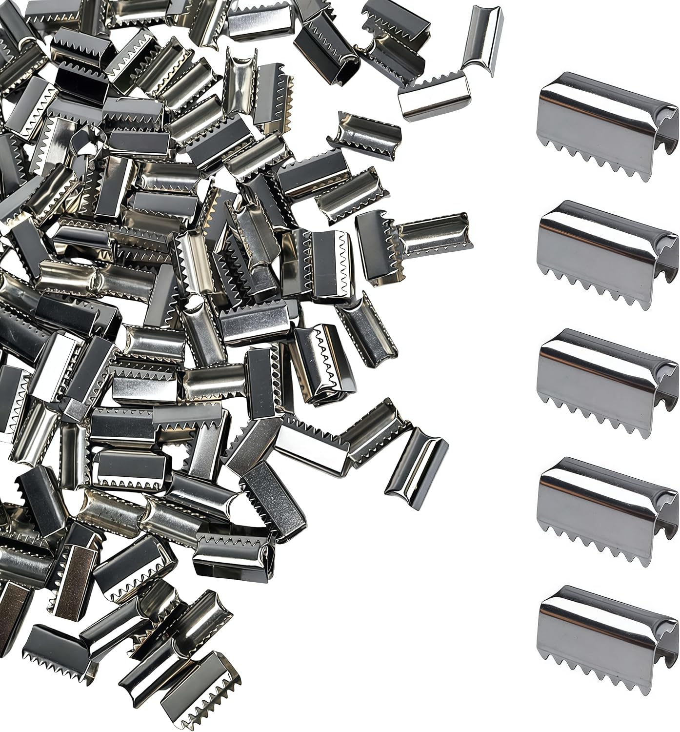 200Pcs Fold Over Crimp Caps, Ribbon Cord Clips for DIY Jewelry