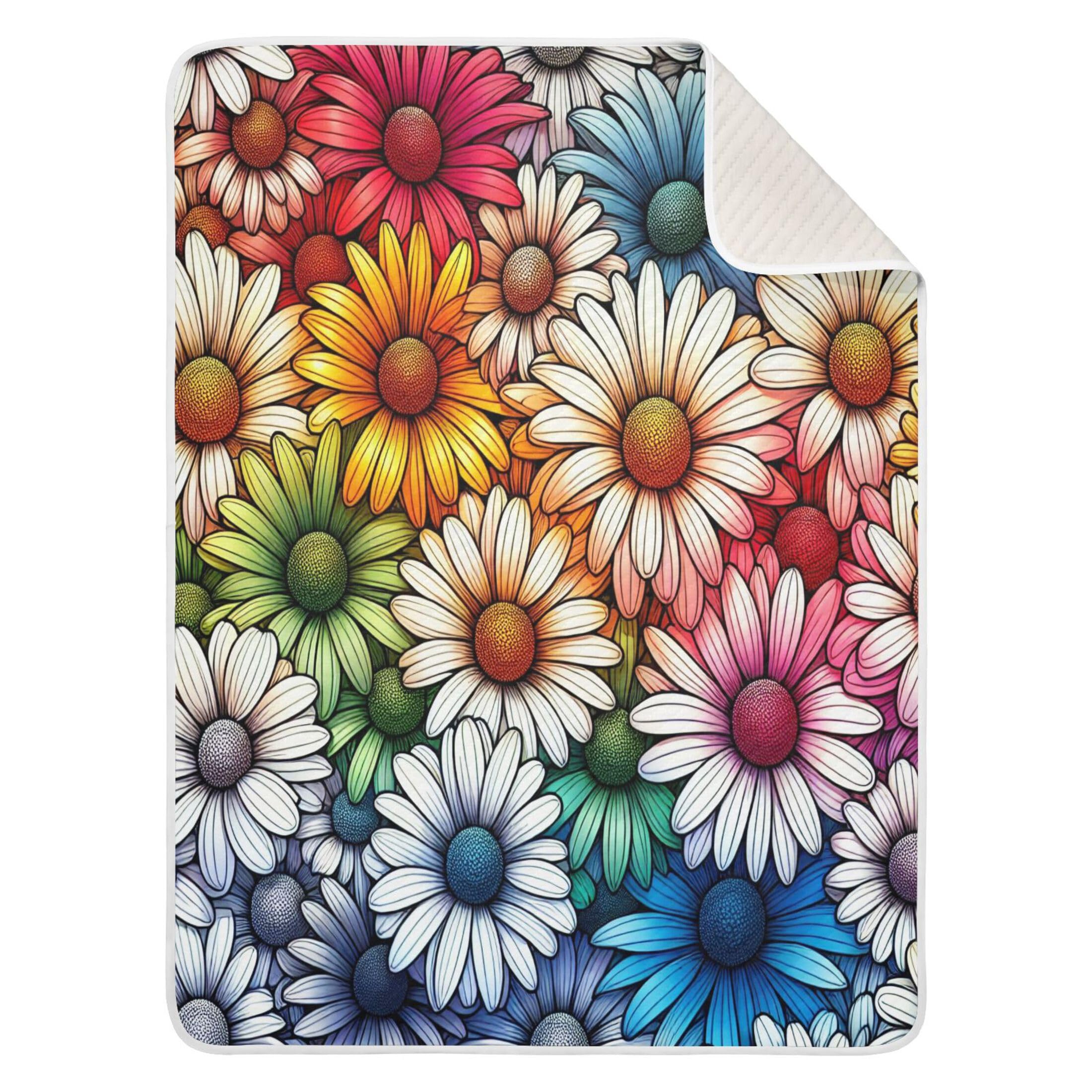Burbuja Colorful Daisy Flowers Baby Blanket for Boys Girls, Nursery Soft Warm Swaddling Receiving Baby Blankets, 30x40 in Toddler Blanket
