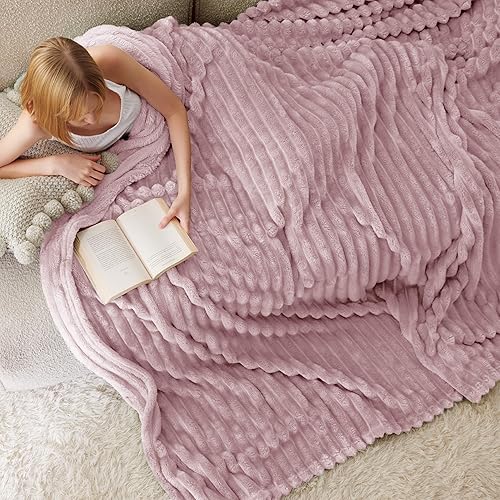 Miniatura 346 de Bedsure GentleSoft Twin Blanket for Couch - Cozy Soft Blankets for Women, Cute Small Fleece Throws for Girls, Light Grey, 60x80 Inches