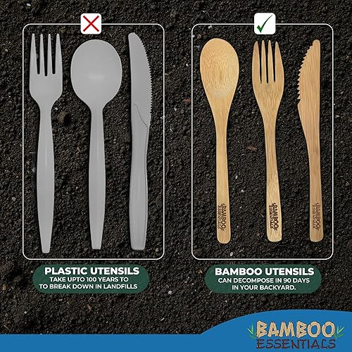 Miniatura 7 de Juego de utensilios de viaje de bambú  Tenedor de bambú, cuchillo, cuchara, palillos, pajilla, cepillo de limpieza para pajilla, bolsa de viaje y