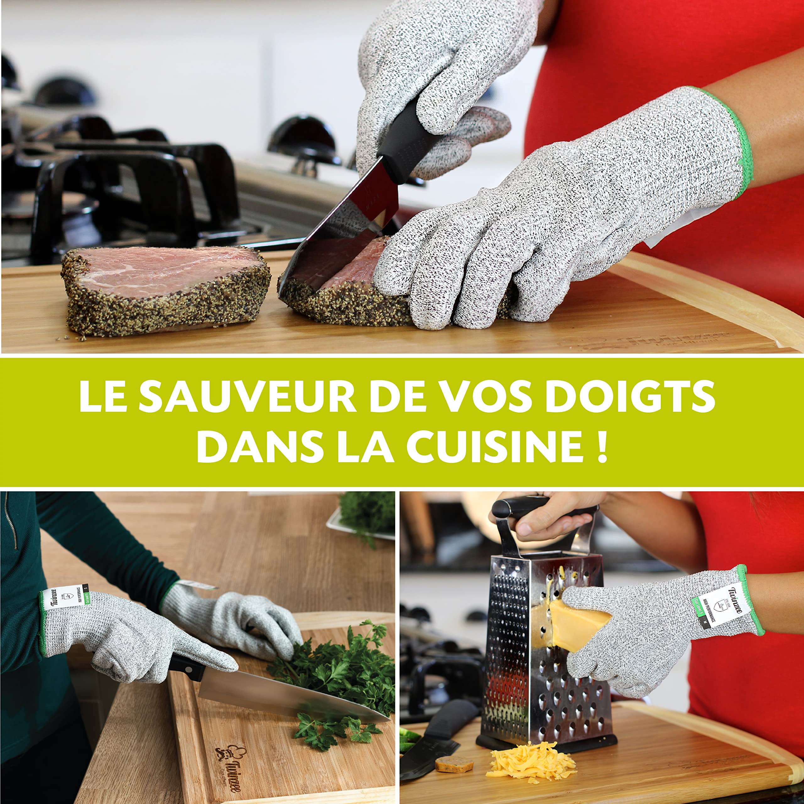 Paire De Gants Anti-Coupures Taille-S Gant Cuisine Avec Protection De