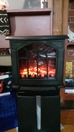 Amazon.com: HOMCOM 18 Electric Fireplace Heater, Fireplace Stove with  Realistic LED Flames and Logs, Overheating Protection, 750W/1500W, Black :  Home u0026 Kitchen