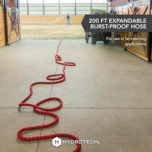 Miniatura 7 de HydroTech Manguera de jardín expandible de 200 pies, serie Pro, 2 caudales máximos, flexibilidad sin torceduras de 34 pulgadas, manguera ligera para