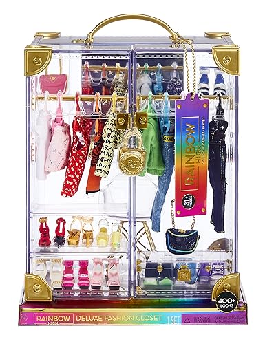 Rainbow High Deluxe Fashion Closet for 400+ Looks. Portable Clear