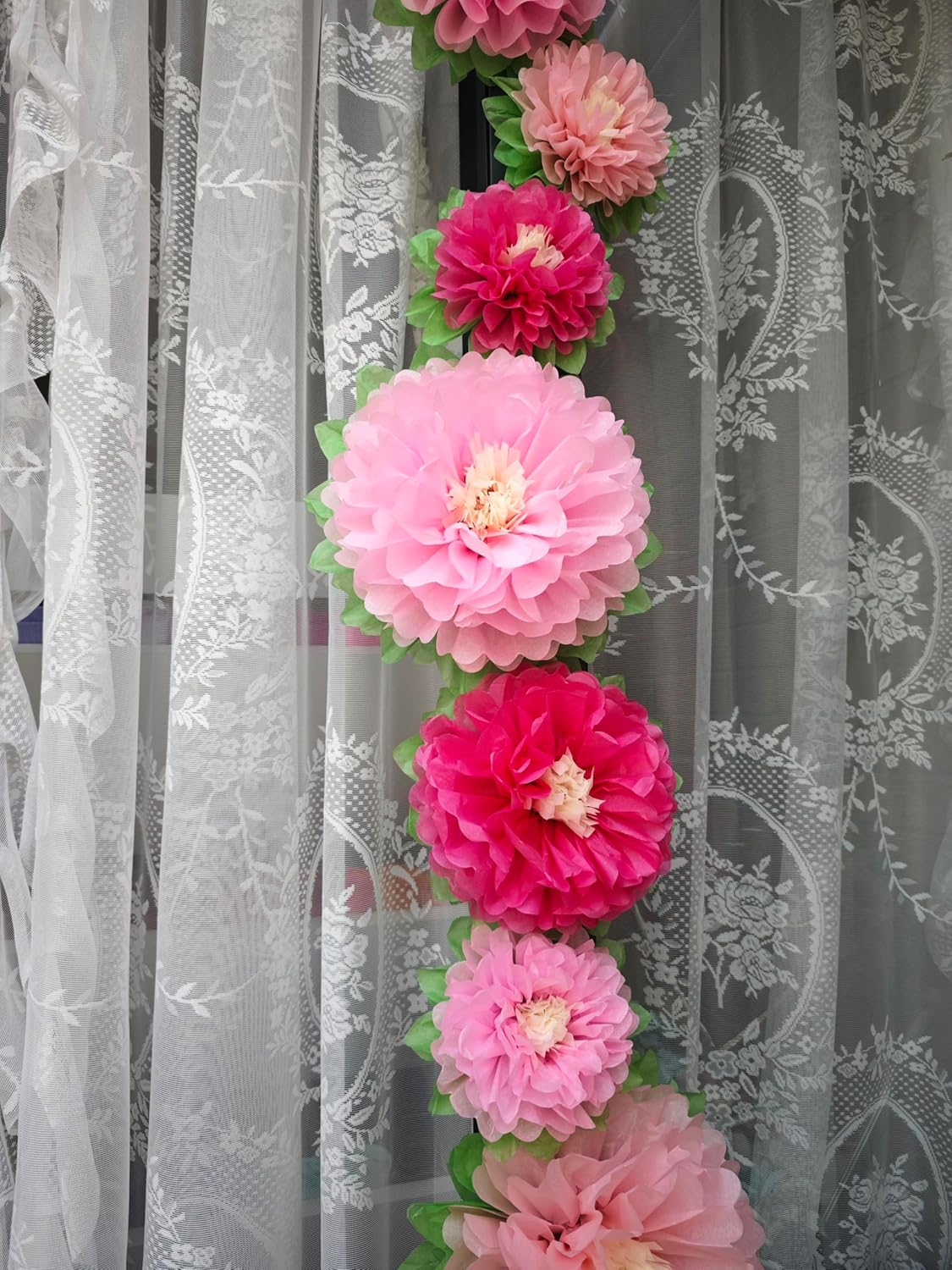 Pink Paper Flower Wedding Centerpiece Birthday Party Backdrop Nursery Room Wall Home Decoration Pack of 9 - Image 7