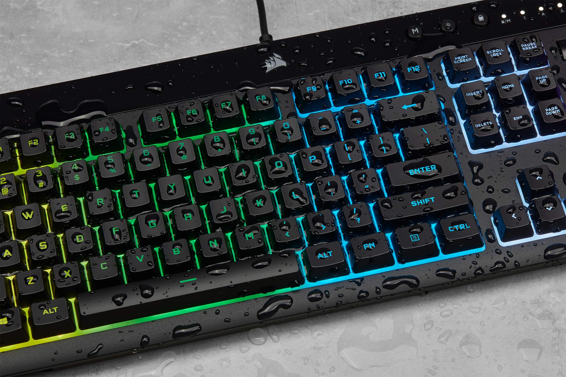 Corsair K55 RGB PRO Teclado para Juegos con Cable y Membrana - IP42 Resistente al Polvo y Las Salpicaduras - 6 Teclas Macro con Integración Elgato - iCUE - QWERTY PORTUGUÉS - PC, Mac, Xbox - Negro