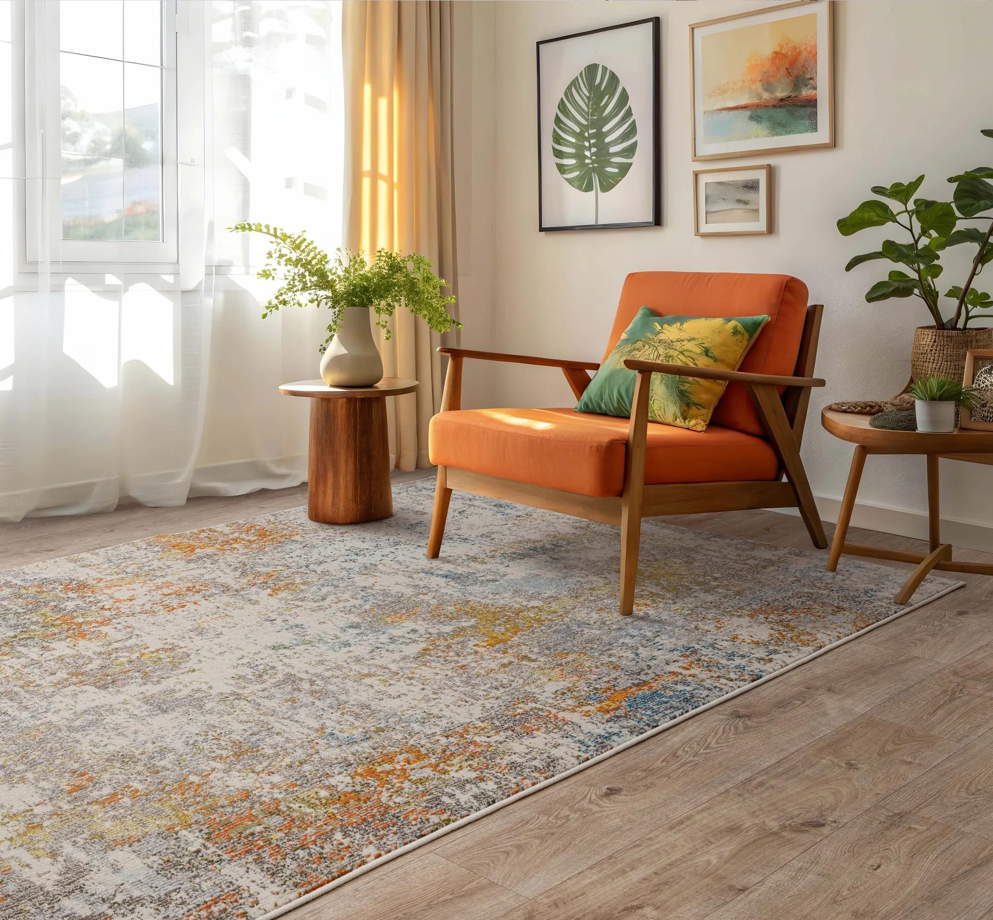 Lord of Rugs Colores Cloud Rug for Living Room, Bedroom, Kitchen, Kids Room, Dining Floor, Abstract Carpet Vibrant Multi Colours Flatweave Rug Sunset Gold CO10, Medium Size 120 x 170 cm (4'x5'6")