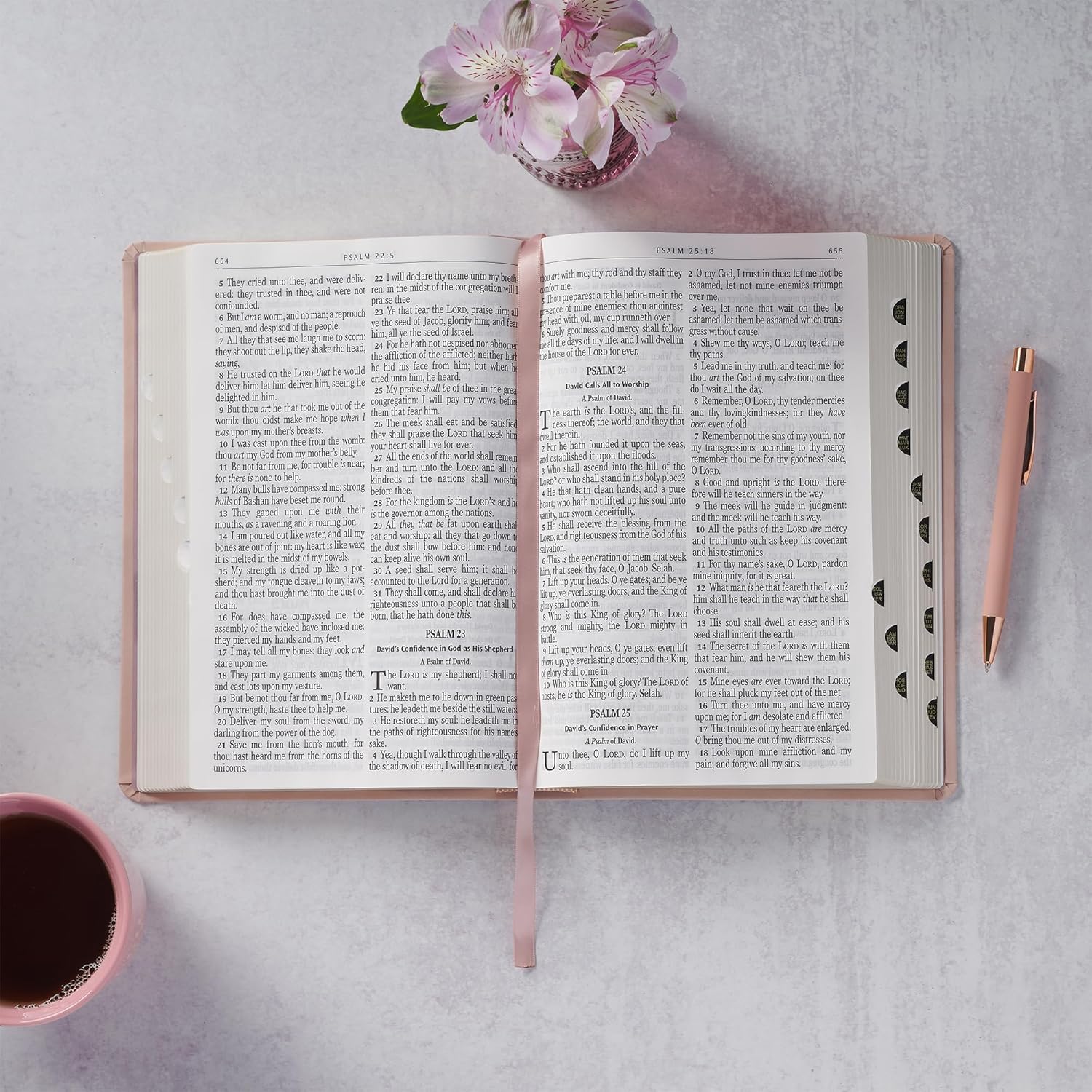 KJV Holy Bible, Giant Print Full-size Faux Leather Red Letter Edition - Thumb Index & Ribbon Marker, King James Version, Pink (KJV Full Size GP Editions)      Imitation Leather – Large Print, March 1, 2020