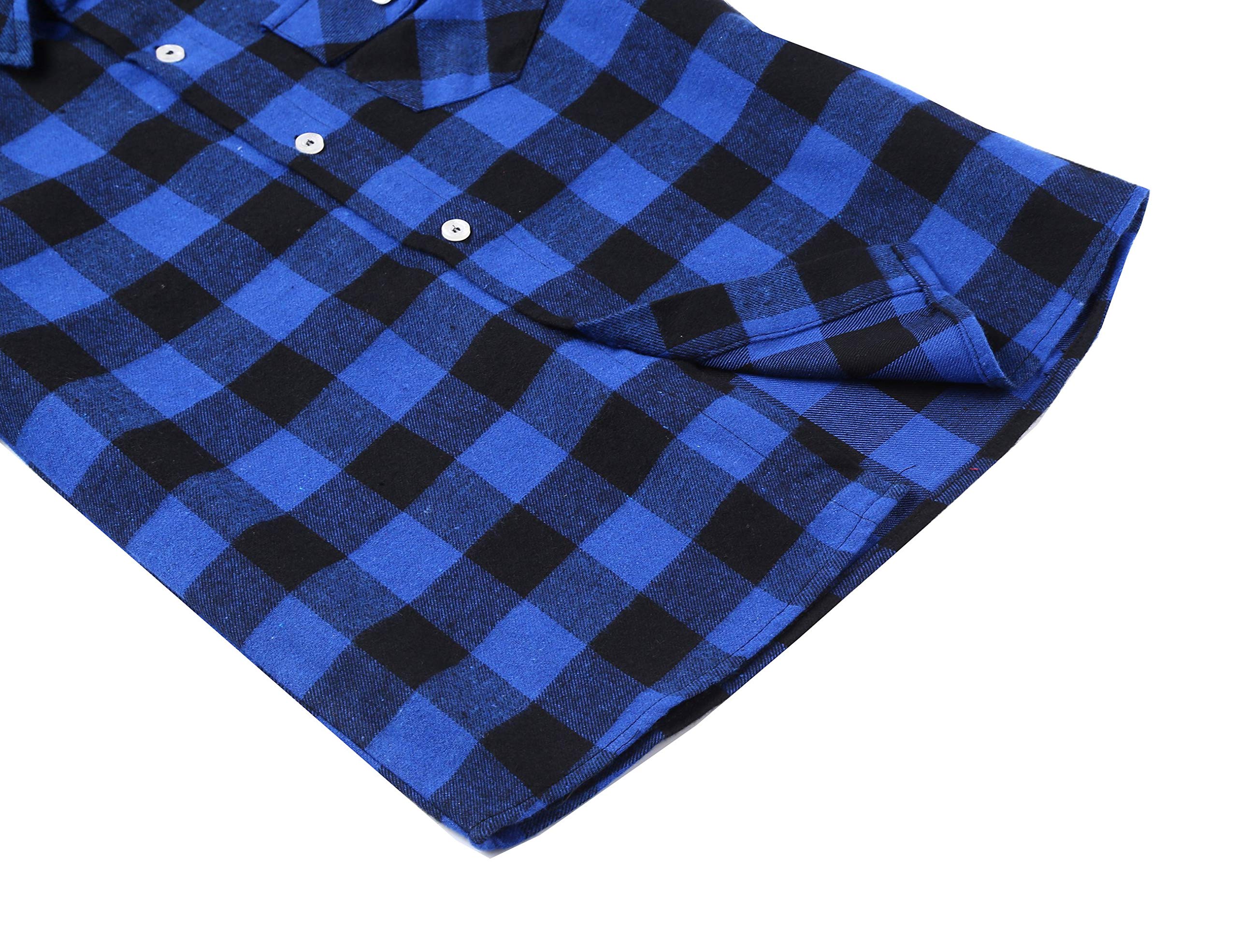 Bienzoe Camisa con botones para niños: camisas de franela de manga larga a cuadros para niños