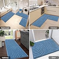 Vista 7 de HEBE Bathroom Rugs Set 5 Piece, Plush Absorbent Bath Mats for Bathroom, Non Slip Machine Washable Bath Mat Set with Toilet Cover, Bath Runner and