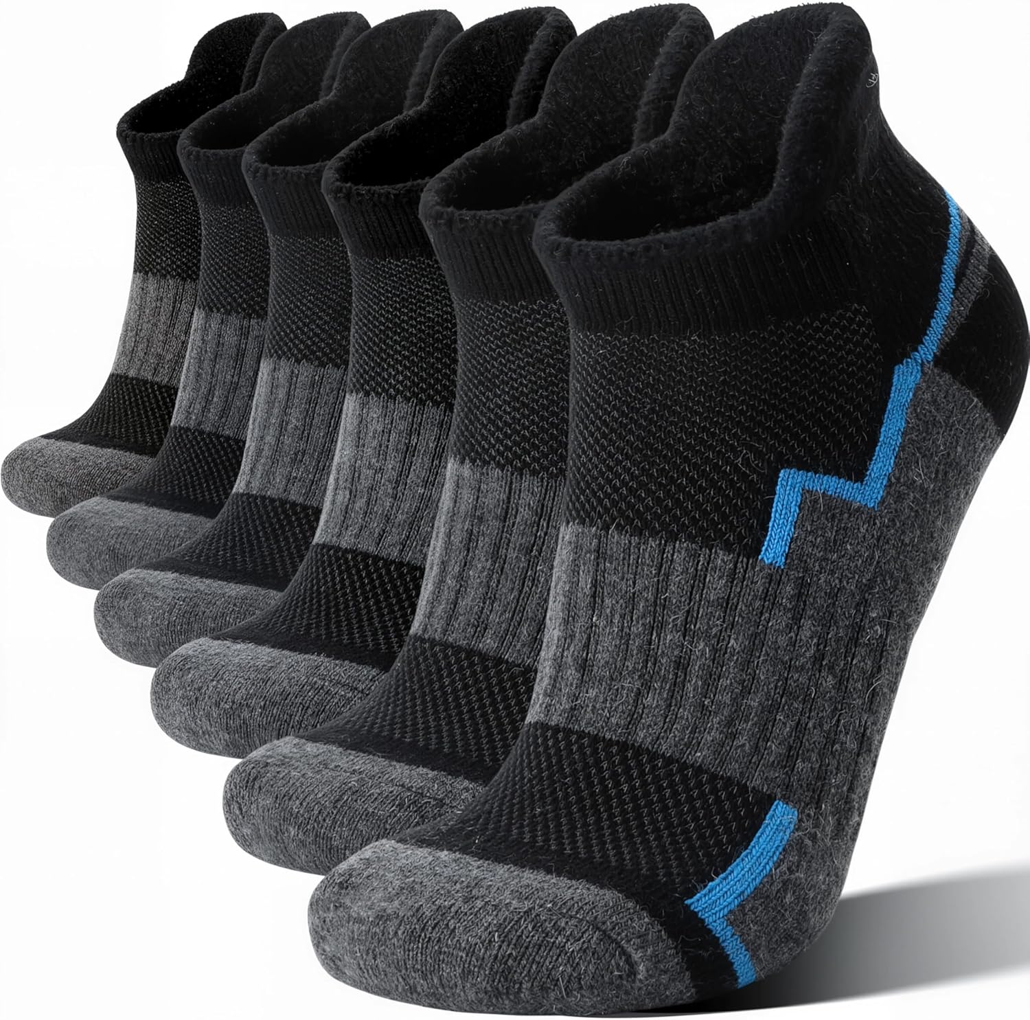 6 Pairs Merino Wool Ankle Hiking Running Socks Compression Support Thick Athletic Low Cut Socks for Women Men 6 Pairs Merino Wool Ankle Hiking Running Socks Compression Support Thick Athletic Low Cut Socks for Women Men