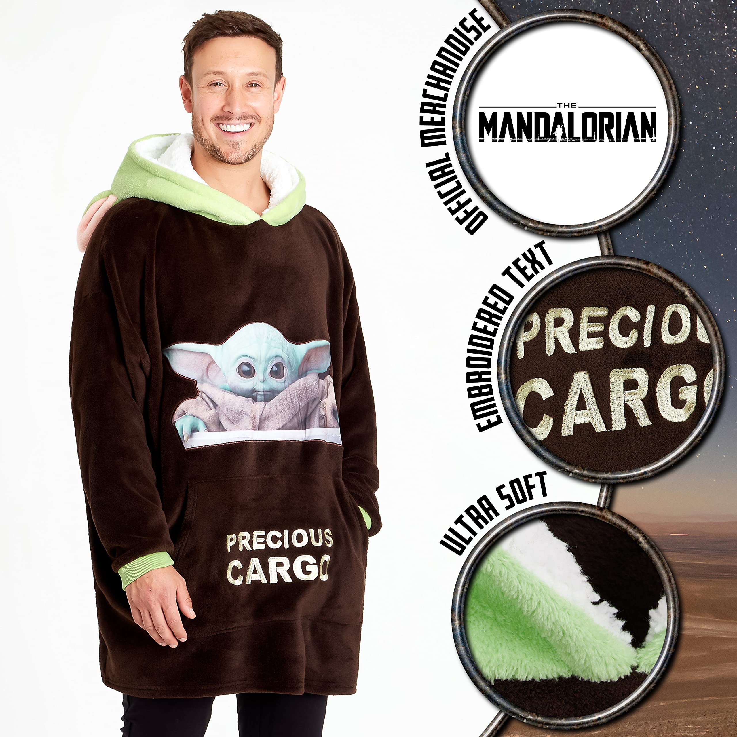 Disney The Mandalorian Sudadera Manta Gigante Forro Polar Baby Yoda Marron Verde