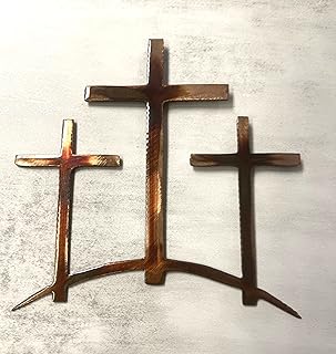 Three Crosses on a Hill Metal Wall Art (15