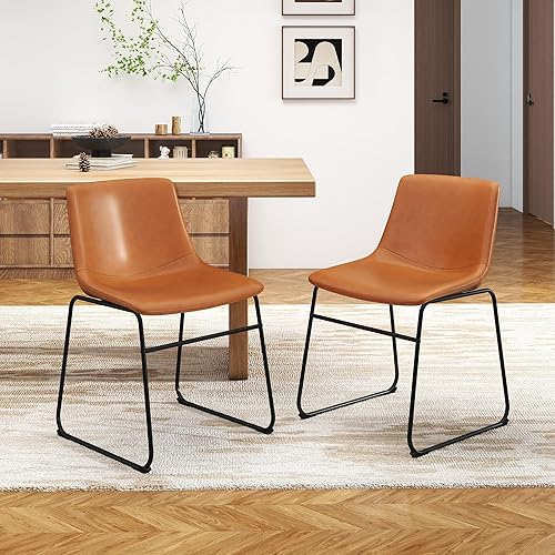 Miniatura 9 de GOTMINSI Juego de 4 sillas de comedor modernas de 18 pulgadas, sillas de comedor sin brazos de piel sintética con patas de metal resistentes y